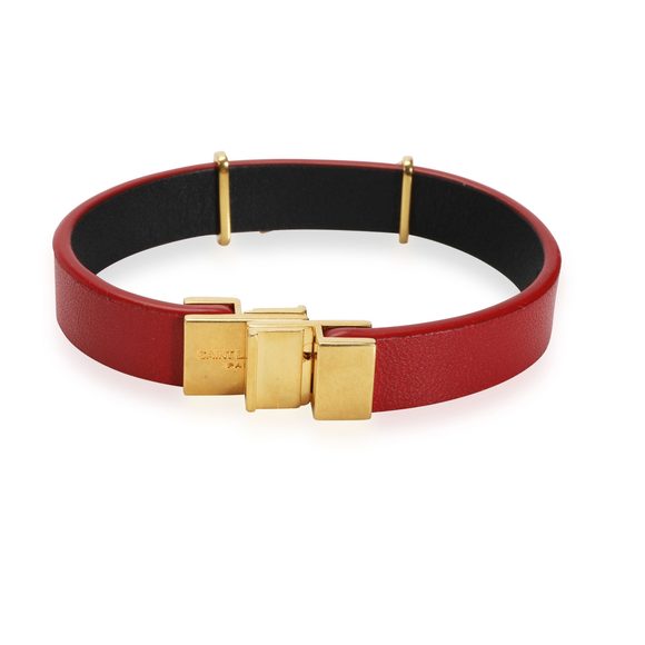 Saint Laurent Opyum Red Leather Bracelet - Picture 3 of 4